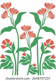  red poppies flowers with leaf 