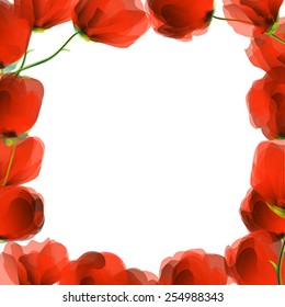 Red poppies frame design for text of images