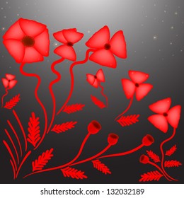 Red poppies in the moonlight.