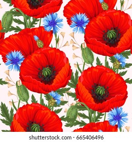 Red poppies seamless