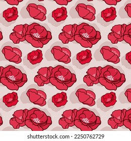 Red Poppies Seamless Pattern. Floral pattern for cover, print design. 