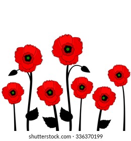 Red poppies vector illustration.