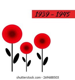 Red poppy card. remembrance day.Second world war banner.