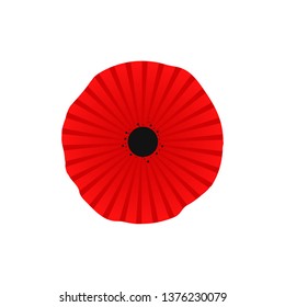 Red poppy flat icon. Stylized flower symbol. Vector illustration