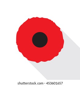 Red poppy flat icon. Stylized flower symbol. Vector illustration in EPS8 format.