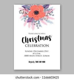 Red poppy floral background for christmas party invitation wedding invitation baby shower invitation greeting card