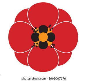 Red poppy flower icon isolated on white. Suitable for pattern design or logo. vector illustration