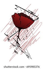 Red poppy flower. Vector illustration