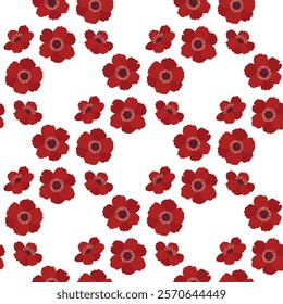 Red poppy flowers seamless pattern