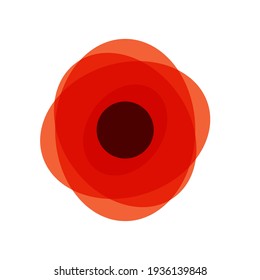 Red Poppy icon, Poppy as a Remembrance Symbol, Stock Vector illustration isolated