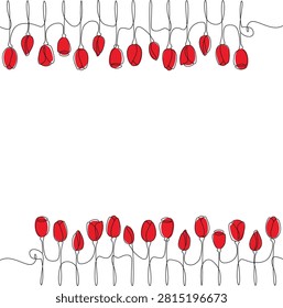 Red Poppy Line Art Frames: Modern Flower Cut File Cricut	