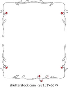 Red Poppy Line Art Frames: Modern Flower Cut File Cricut	