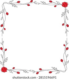 Red Poppy Line Art Frames: Modern Flower Cut File Cricut	