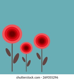 Red poppy. Template for card.