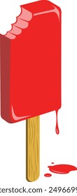 Red Popsicle dripping on a stick  