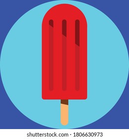 Popsicle Rojo frente al fondo azul
