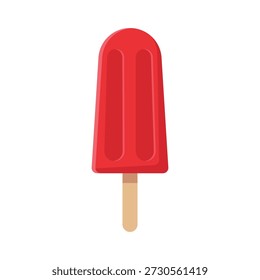 Ilustração vetorial plana de sorvete de picolé vermelho isolada no fundo branco