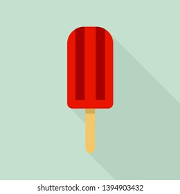 Red popsicle icon. Flat illustration of red popsicle vector icon for web design