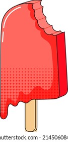 Red Popsicle Melting On Stick Illustration