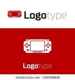 Red Portable video game console icon isolated on white background. Gamepad sign. Gaming concept. Logo design template element. Vector Illustration