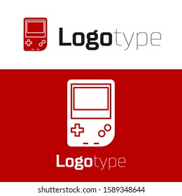 Red Portable video game console icon isolated on white background. Gamepad sign. Gaming concept. Logo design template element. Vector Illustration