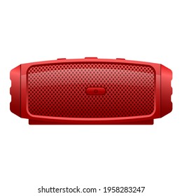 Red Portable Wireless portable sound system on White Background