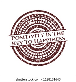 Red Positivity Is The Key To Happiness distressed grunge stamp