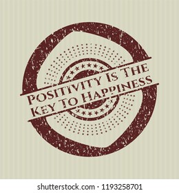 Red Positivity Is The Key To Happiness grunge seal