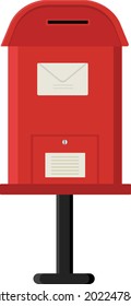 Red post box, illustration, vector on a white background.