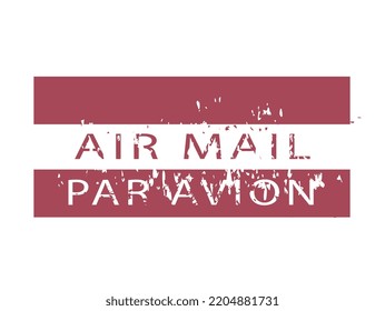 Red post mark. Air mail paravion. Graphic element for website, poster or banner. Letter and correspondence. Communication and distance interaption. Stamp and label. Cartoon flat vector illustration
