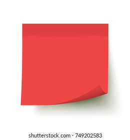 Red post note (?3) with curled corner isolated on transparent background. 