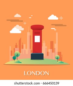 The red post office in London illustration design