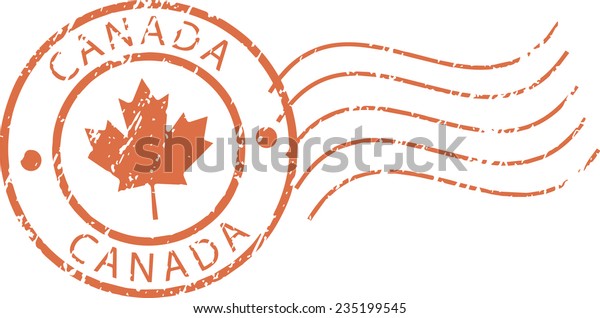 Red Postal Grunge Stamp Canada Stock Vector Royalty Free 235199545