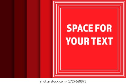 Red poster, banner with shadow. Vector illustration with space and text indentation.