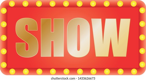 Red poster with show lights.
