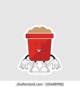 red pot cartoon sticker design with expression. you can use for stickers, pins or patches