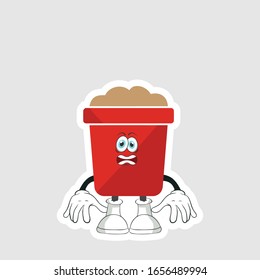 red pot cartoon sticker design with expression. you can use for stickers, pins or patches