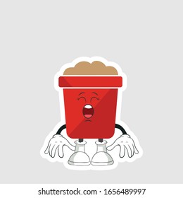 red pot cartoon sticker design with expression. you can use for stickers, pins or patches
