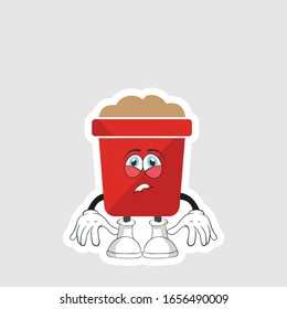 red pot cartoon sticker design with expression. you can use for stickers, pins or patches