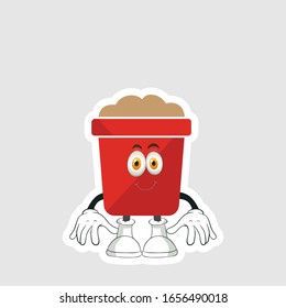 red pot cartoon sticker design with expression. you can use for stickers, pins or patches