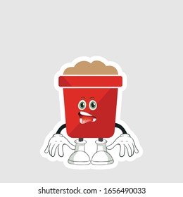 red pot cartoon sticker design with expression. you can use for stickers, pins or patches