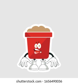 red pot cartoon sticker design with expression. you can use for stickers, pins or patches