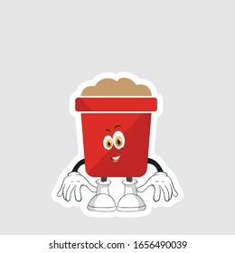 red pot cartoon sticker design with expression. you can use for stickers, pins or patches