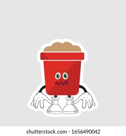 red pot cartoon sticker design with expression. you can use for stickers, pins or patches