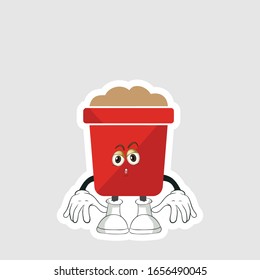 red pot cartoon sticker design with expression. you can use for stickers, pins or patches