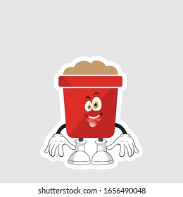 red pot cartoon sticker design with expression. you can use for stickers, pins or patches