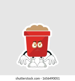 red pot cartoon sticker design with expression. you can use for stickers, pins or patches