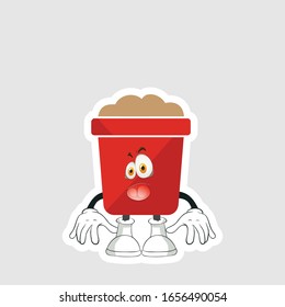 red pot cartoon sticker design with expression. you can use for stickers, pins or patches