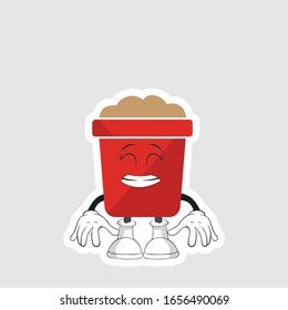 red pot cartoon sticker design with expression. you can use for stickers, pins or patches