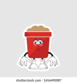 red pot cartoon sticker design with expression. you can use for stickers, pins or patches